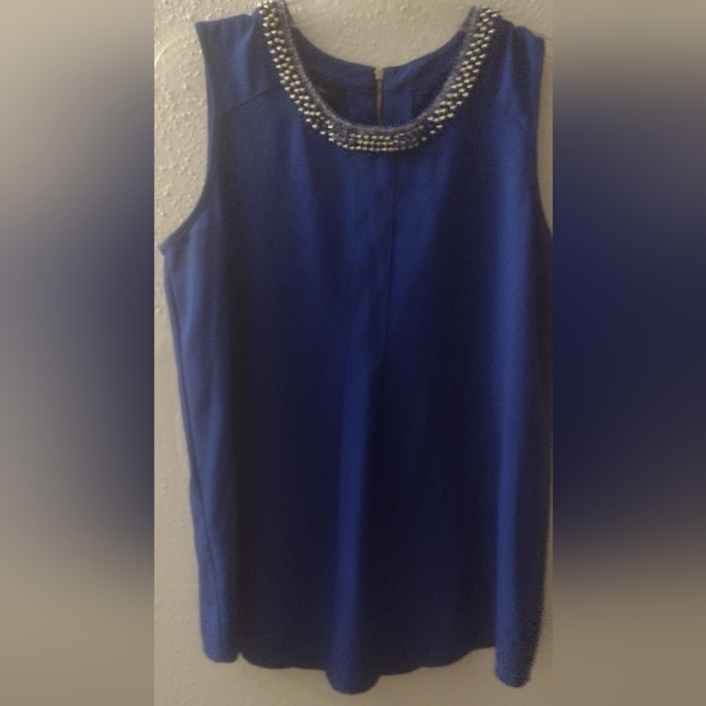 Alfani Sm cobalt zipper back blouse